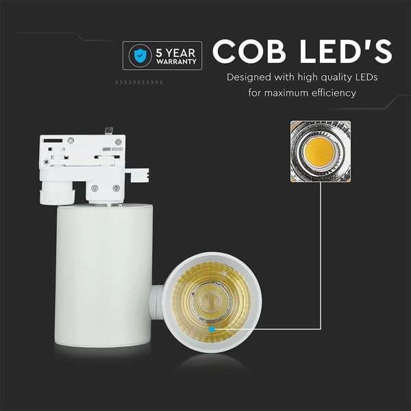 Reflektor szynowy LED 15W 1350 lm VT-4615 biały