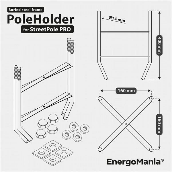PoleHolder 16x16x40 - kotwa montażowa do betonu