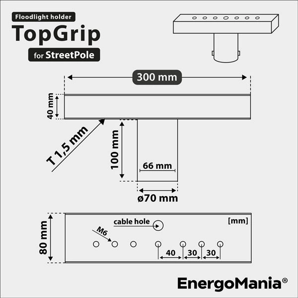 Uchwyt montażowy TopGrip do naświetlaczy LED