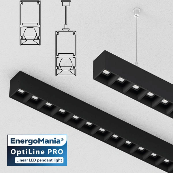 Biurowa lampa liniowa OptiLine PRO 2w1 wisząca i natynkowa