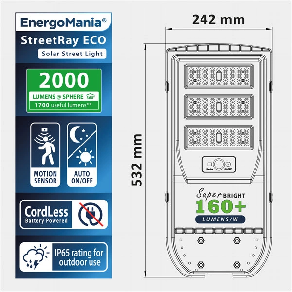 StreetRay ECO wydajna lampa solarna z czujnikiem ruchu