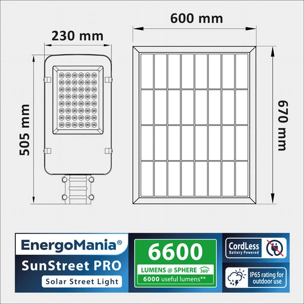 Profesjonalna lampa solarna SunStreet PRO z regulowanym uchwytem na słup
