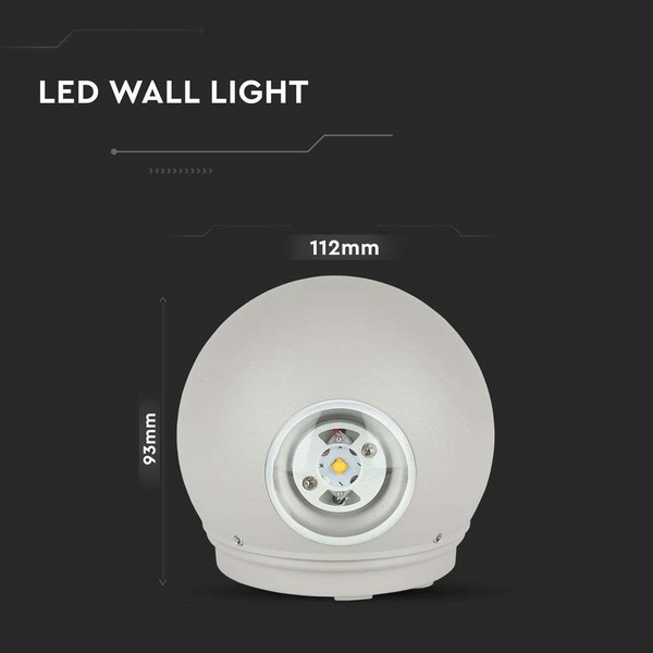 Kula elewacyjna LED 6W 660lm VT-836 szara