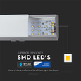 Ściemniana lampa liniowa LED SAMSUNG 40W 3590lm 120cm VT-7-43 srebrna