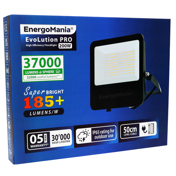 Wydajny naświetlacz LED EvoLution 200W 37000 lm 185 lm/W