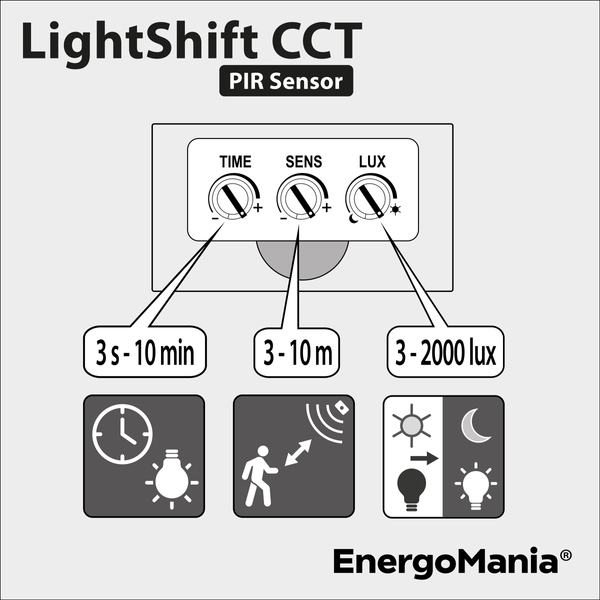 Naświetlacz LED z czujnikiem ruchu LightShift CCT PIR 50W 6750 lm biały