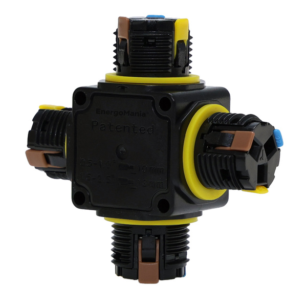 Poczwórna hermetyczna mufa kablowa 3-pinowa CableGuard X-Joint 3W czarna