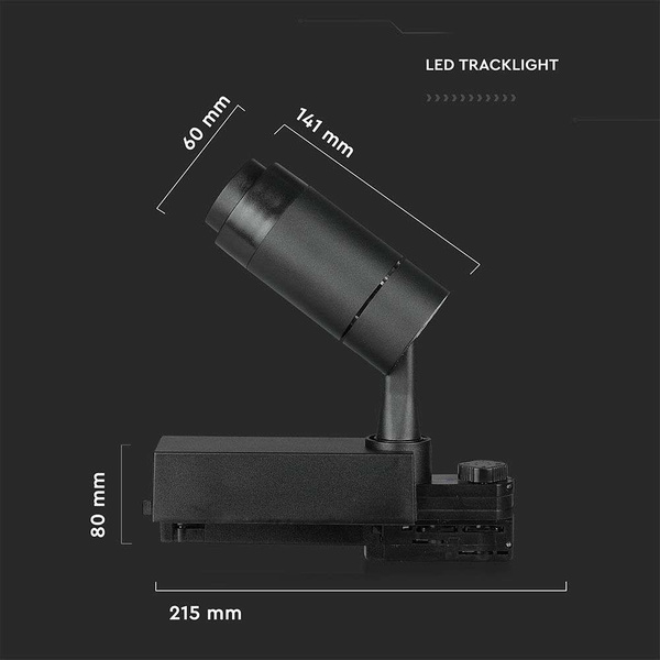 Lampa szynowa LED 3w1 15W regulowany kąt, ściemnialna VT-7715 czarna