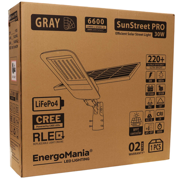 Solarna lampa uliczna LED SunStreet PRO 30W 6600 lm