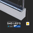 Ściemniana lampa liniowa LED SAMSUNG  60W 6000lm 120cm VT-7-60 srebrna