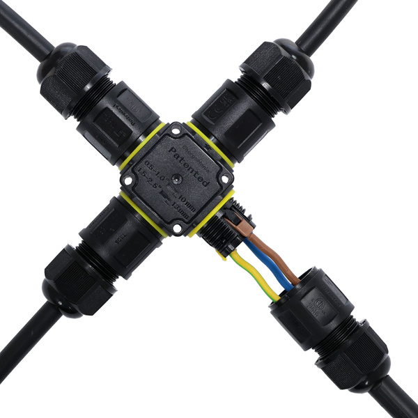 Poczwórna hermetyczna mufa kablowa 3-pinowa CableGuard X-Joint 3W czarna