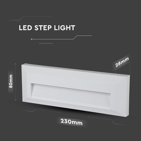 Natynkowa oprawa schodowa LED 3W BIAŁA IP65 VT-1162