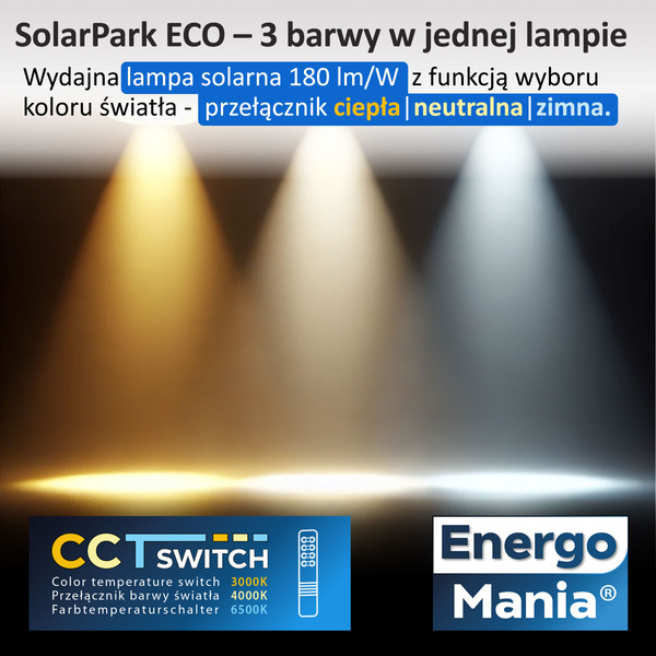 Solarna lampa parkowa SolarPark ECO 12W 2160 lm szara