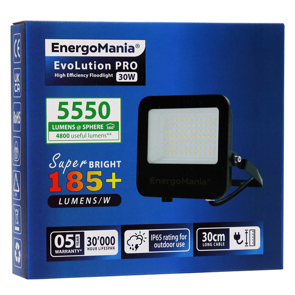 Wydajny naświetlacz LED EvoLution 30W 5550 lm 185 lm/W