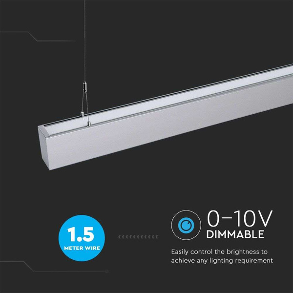 Ściemniana lampa liniowa LED SAMSUNG  60W 6000lm 120cm VT-7-60 srebrna