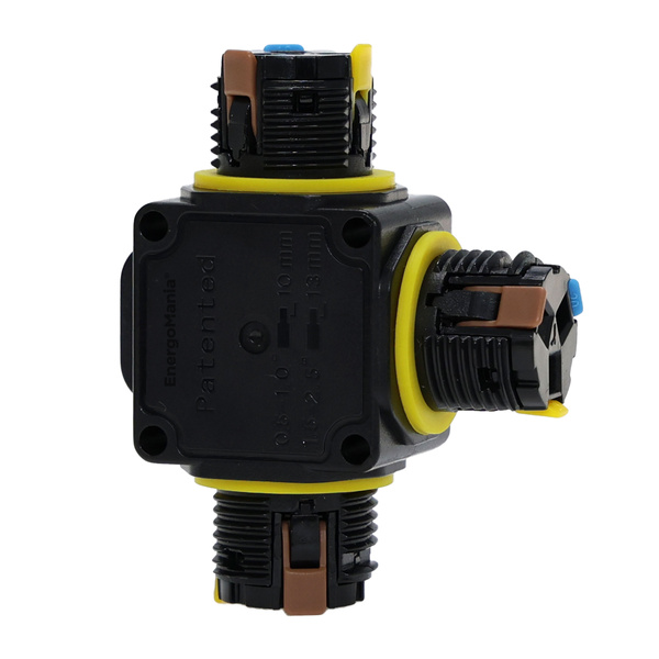 Potrójna hermetyczna mufa kablowa 3-pinowa CableGuard T-Joint 3W czarna