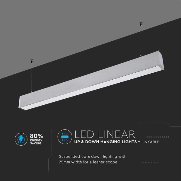Ściemniana lampa liniowa LED SAMSUNG  60W 6000lm 120cm VT-7-60 srebrna
