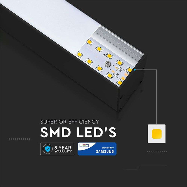 Wisząca lampa liniowa LED SAMSUNG 40W 3200lm 120cm VT-7-40 czarna