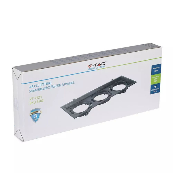 Potrójna oprawa halogenowa AR111 VT-7223 czarna