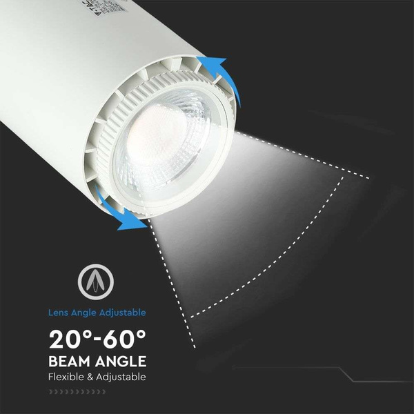 Lampa szynowa LED 3w1 35W regulowany kąt, ściemnialna VT-4745 biała