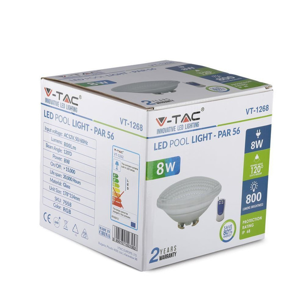 Basenowa żarówka LED 8W PAR56 12V IP68 RGB VT-1268