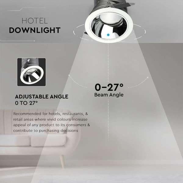 Hotelowa oprawa wpuszczana LED CREE 15W CRI>95 VT-2916