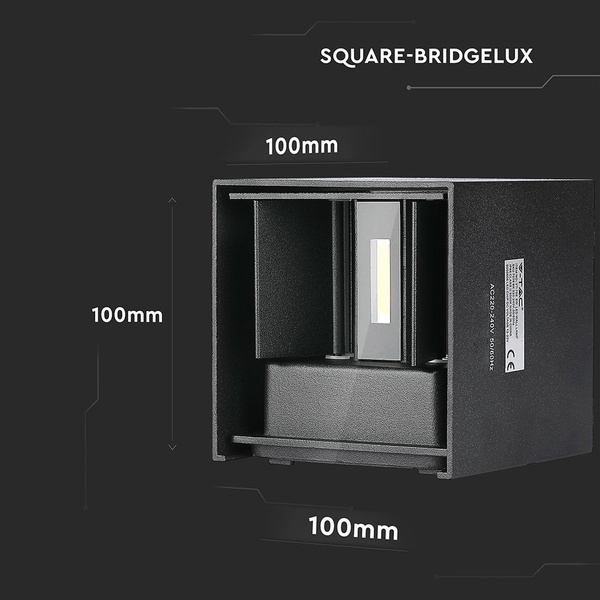 Kinkiet LED BRIDGELUX 12W SZEŚCIAN VT-759-12 czarny