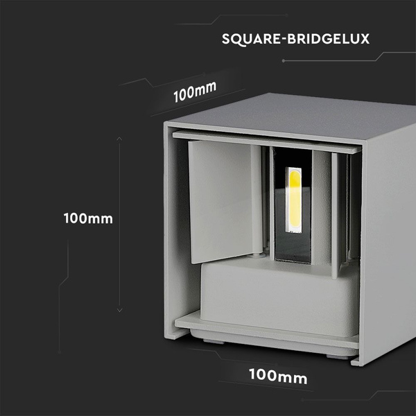 Kinkiet LED BRIDGELUX 12W SZEŚCIAN VT-759-12 szary