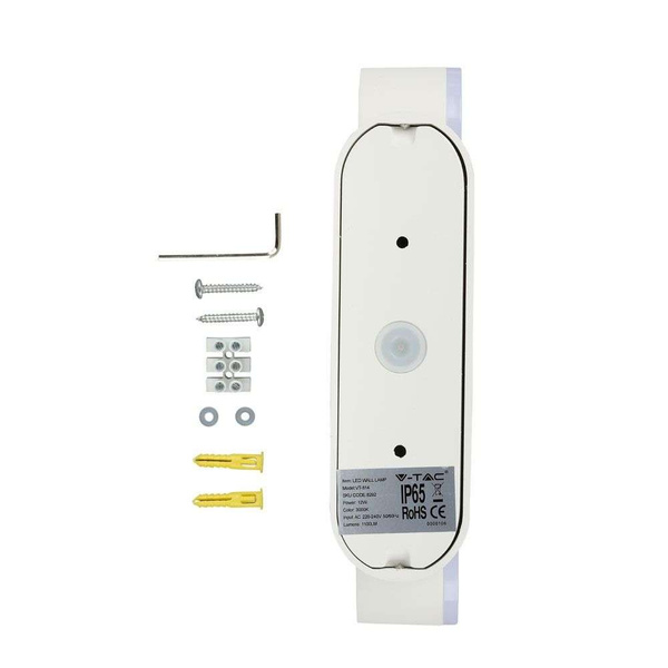 Lampa elewacyjna LED z geruglowana głowicą 12W 1320 lm VT-814 biała