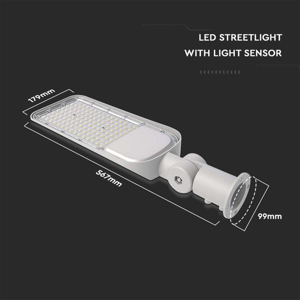Latarnia uliczna LED z czujnikiem zmierzchu 100W 11000 lm VT-139ST-S